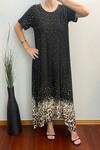 A Kesim Asimetrik Etek Siyah Puantiye Desen Elbise