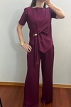 Bordo Modal Kumaş Gold Tokalı İkili Takım