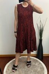 Bordo Papatya Desen Bürümcük Kumaş Elbise