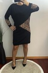Leopar Garnili  Likralı Sweat Elbise