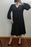 Taşlı Kravat Yaka Elbise