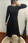 Yan Bağlama Detaylı Asimetrik Elbise